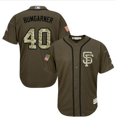 Giants #40 Madison Bumgarner Green Salute to Service Stitched MLB Jersey