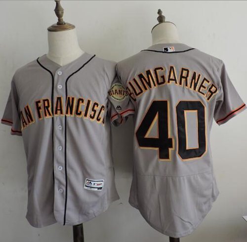 Giants #40 Madison Bumgarner Grey Flexbase Authentic Collection Road Stitched MLB jerseys
