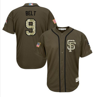 Giants #9 Brandon Belt Green Salute to Service Stitched MLB Jersey