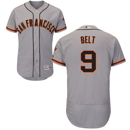 Giants #9 Brandon Belt Grey Flexbase Authentic Collection Road Stitched MLB Jersey Giants #9 Brandon Belt Grey Flexbase Authentic Collection Road Stitched MLB Jersey
