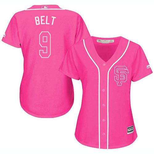 Giants #9 Brandon Belt Pink Fashion Women's Stitched MLB Jersey Giants #9 Brandon Belt Pink Fashion Women's Stitched MLB Jersey