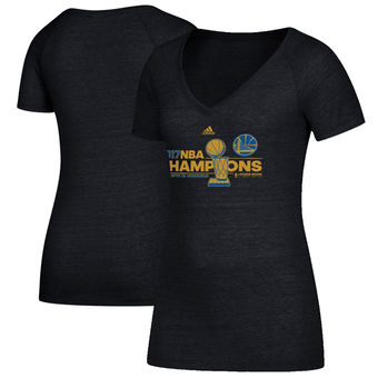 Golden State Warriors adidas Women's 2017 NBA Finals Champions Locker Room T-Shirt - Heathered Black