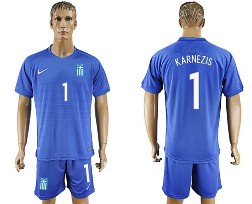 Greece #1 Karnezis Away Soccer Country Jersey Greece #1 Karnezis Away Soccer Country Jersey