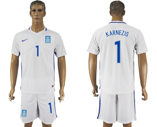 Greece #1 Karnezis Home Soccer Country Jersey Greece #1 Karnezis Home Soccer Country Jersey