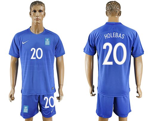 Greece #20 Holebas Away Soccer Country Jersey Greece #20 Holebas Away Soccer Country Jersey