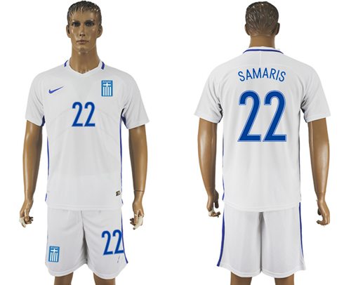 Greece #22 Samaris Home Soccer Country Jersey Greece #22 Samaris Home Soccer Country Jersey