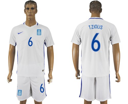 Greece #6 Tziolis Home Soccer Country Jersey Greece #6 Tziolis Home Soccer Country Jersey