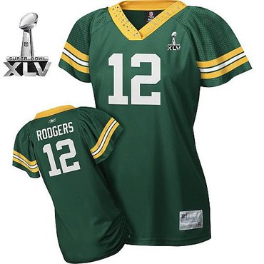 Green Bay Packers #12 Aaron Rodgers Green Womennull Field Flirt Super Bowl XLV 2011 Jersey