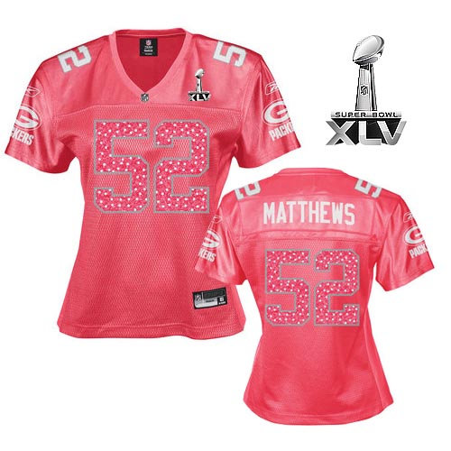 Green Bay Packers #52 Clay Matthews Red Womennull Sweetheart Womennull Field Flirt Super Bowl XLV Embroidered NFL Jersey