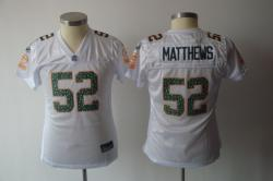 Green Bay Packers #52 matthews White Women Jerseys