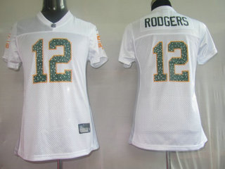 Green Bay Packers 12 Aaron Rodgers White women jerseys