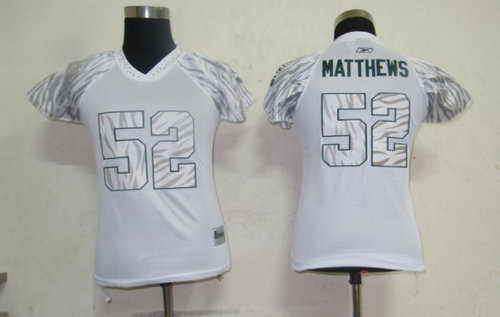 Green Bay Packers 52 matthews White Women Zebra Field Flirt Fashion Jersey