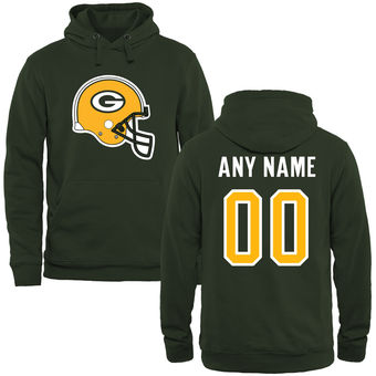 Green Bay Packers Green Custom Name & Number Helmet Pullover Hoodie