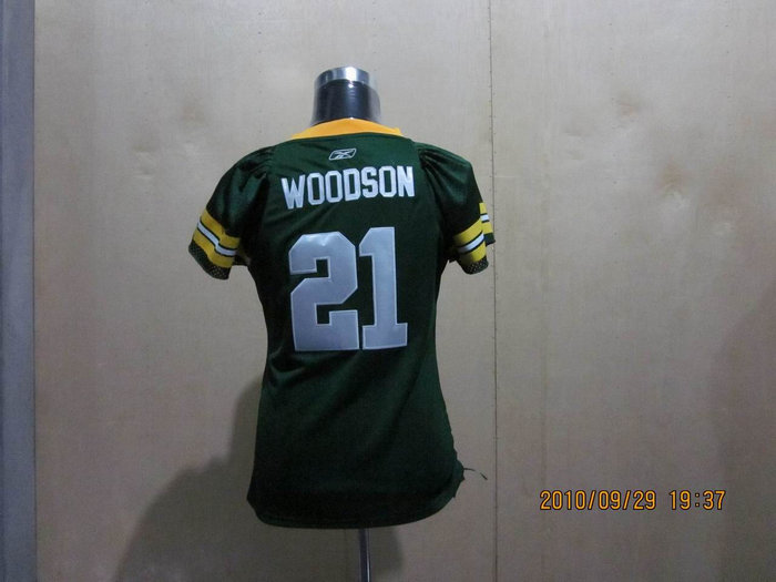 Green bay packers #21 woodson womens jersey green color