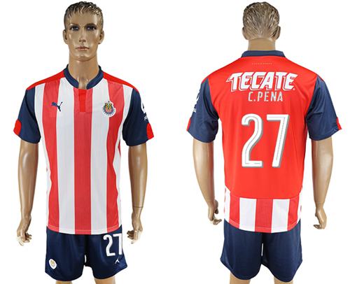 Guadalajara #27 C.Pena Home Soccer Club Jerse