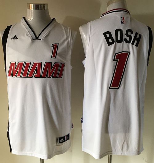 Heat #1 Chris Bosh Stitched White NBA Jersey Heat #1 Chris Bosh Stitched White NBA Jersey