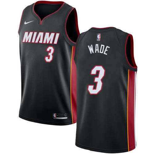 Heat #3 Dwyane Wade Black Women's Basketball Swingman Icon Edition Jersey