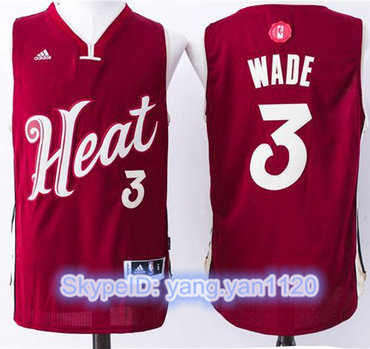 Heat #3 Dwyane Wade Red 2015-2016 Christmas Day Stitched NBA Jersey