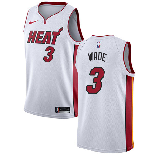 Heat #3 Dwyane Wade White Women's Basketball Swingman Association Edition Jersey
