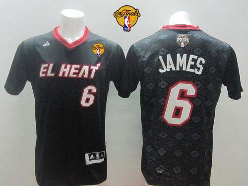 Heat #6 LeBron James Black New Latin Nights Finals Patch Stitched NBA Jersey Heat #6 LeBron James Black New Latin Nights Finals Patch Stitched NBA Jersey