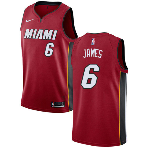 Heat #6 LeBron James Red Women's Basketball Swingman Statement Edition Jersey