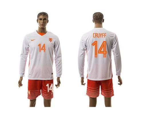 Holland #14 Cruyff Away Long Sleeves Soccer Country Jersey Holland #14 Cruyff Away Long Sleeves Soccer Country Jersey