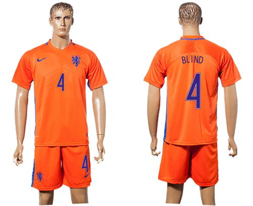 Holland #4 Blind Home Soccer Country Jersey Holland #4 Blind Home Soccer Country Jersey