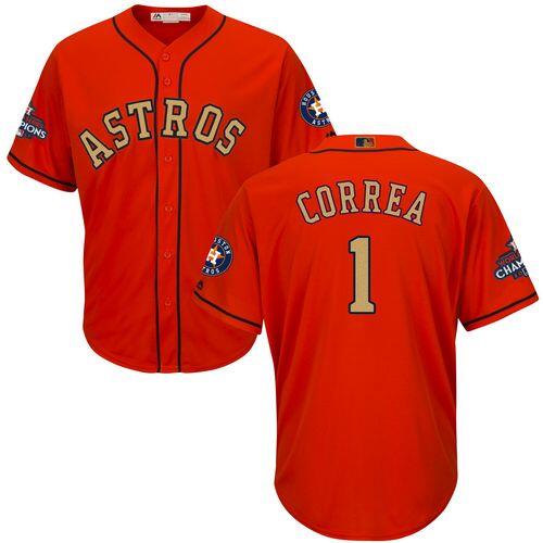 Houston Astros #1 Carlos Correa Orange Men's 2018 Gold Program Cool Base Customized Stitched MLB Jersey