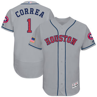 Houston Astros Carlos Correa Majestic 2017 Stars & Stripes Authentic Collection FlexBase Player Jersey - Gray