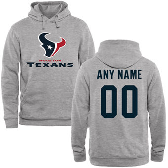Houston Texans Steel Custom Name & Number Wordmark Pullover Hoodie