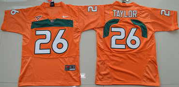 Hurricanes #26 Sean Taylor Orange Embroidered Youth NCAA Jerseys