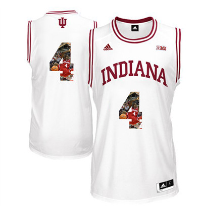 Indiana Hoosiers 4 Victor Oladipo White With Portrait Print College Basketball Jersey