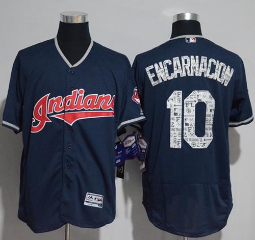 Indians #10 Edwin Encarnacion Navy Blue 2017 Spring Training Authentic FlexBase Stitched MLB Jersey