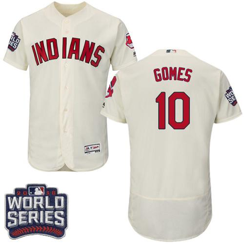 Indians #10 Yan Gomes Cream Flexbase Authentic Collection 2016 World Series Bound Stitched MLB Jersey Indians #10 Yan Gomes Cream Flexbase Authentic Collection 2016 World Series Bound Stitched MLB Jersey