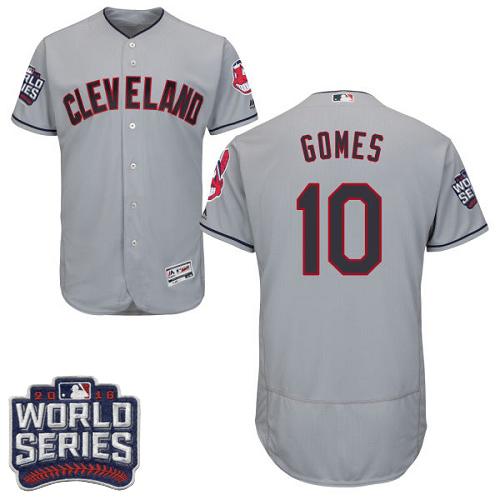 Indians #10 Yan Gomes Grey Flexbase Authentic Collection 2016 World Series Bound Stitched MLB Jersey Indians #10 Yan Gomes Grey Flexbase Authentic Collection 2016 World Series Bound Stitched MLB Jersey