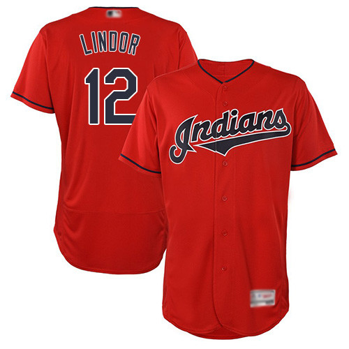 Indians #12 Francisco Lindor Red Flexbase Authentic Collection Stitched Baseball Jersey Indians #12 Francisco Lindor Red Flexbase Authentic Collection Stitched Baseball Jersey
