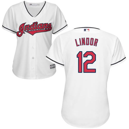 Indians #12 Francisco Lindor White Women's Home Stitched MLB Jersey Indians #12 Francisco Lindor White Women's Home Stitched MLB Jersey