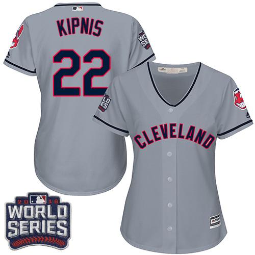 Indians #22 Jason Kipnis Grey 2016 World Series Bound Women's Road Stitched MLB Jersey Indians #22 Jason Kipnis Grey 2016 World Series Bound Women's Road Stitched MLB Jersey