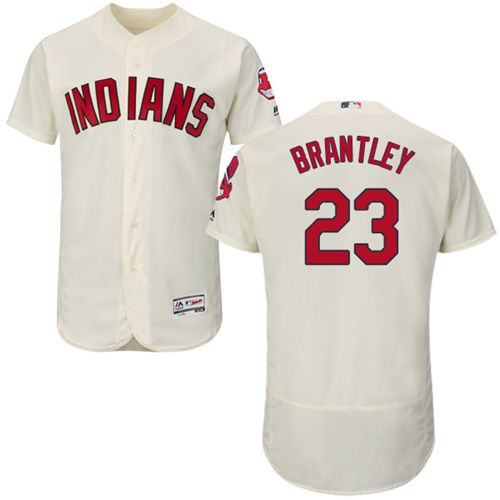 Indians #23 Michael Brantley Cream Flexbase Authentic Collection Stitched MLB Jersey Indians #23 Michael Brantley Cream Flexbase Authentic Collection Stitched MLB Jersey