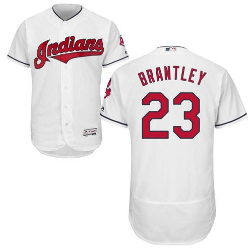 Indians #23 Michael Brantley White Flexbase Authentic Collection Stitched MLB Jersey Indians #23 Michael Brantley White Flexbase Authentic Collection Stitched MLB Jersey