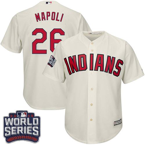 Indians #26 Mike Napoli Cream Alternate 2016 World Series Bound Stitched Youth MLB Jersey Indians #26 Mike Napoli Cream Alternate 2016 World Series Bound Stitched Youth MLB Jersey