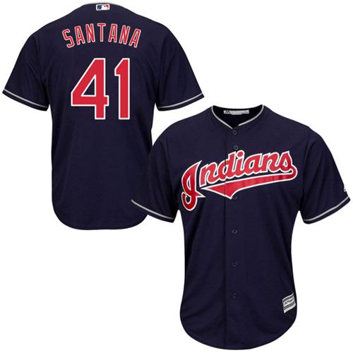 Indians #41 Carlos Santana Navy Blue Alternate Stitched Youth MLB Jersey Indians #41 Carlos Santana Navy Blue Alternate Stitched Youth MLB Jersey