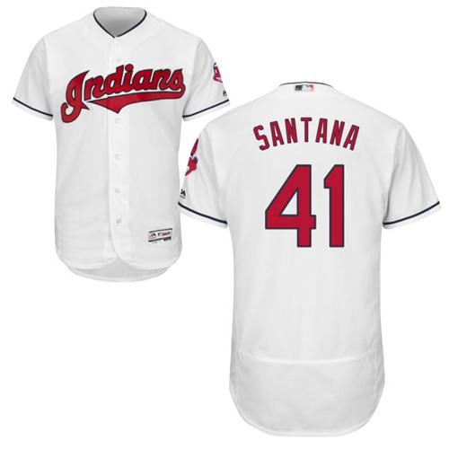Indians #41 Carlos Santana White Flexbase Authentic Collection Stitched MLB Jersey Indians #41 Carlos Santana White Flexbase Authentic Collection Stitched MLB Jersey
