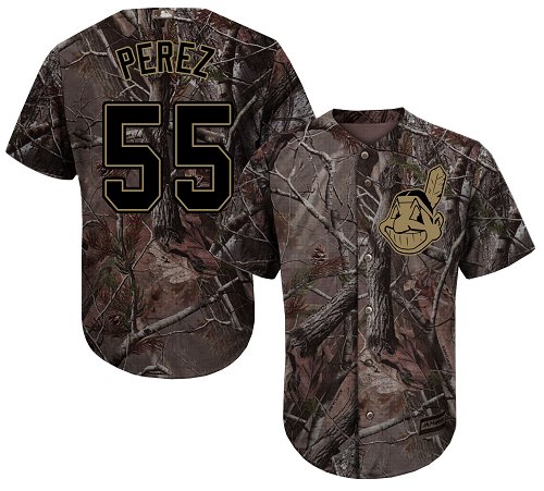 Indians #55 Roberto Perez Camo Realtree Collection Cool Base Stitched Baseball Jersey