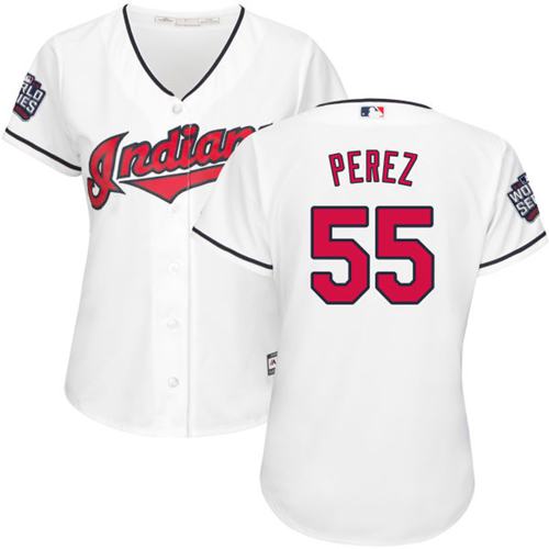 Indians #55 Roberto Perez White 2016 World Series Bound Women's Home Stitched MLB Jersey Indians #55 Roberto Perez White 2016 World Series Bound Women's Home Stitched MLB Jersey