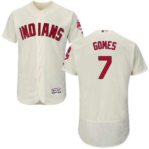 Indians #7 Yan Gomes Cream Flexbase Authentic Collection Stitched MLB Jersey Indians #7 Yan Gomes Cream Flexbase Authentic Collection Stitched MLB Jersey