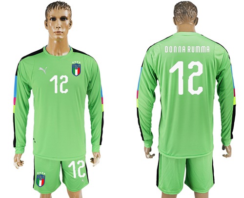 Italy #12 Donna Rumma Green Long Sleeves Goalkeeper Soccer Country Jersey Italy #12 Donna Rumma Green Long Sleeves Goalkeeper Soccer Country Jersey