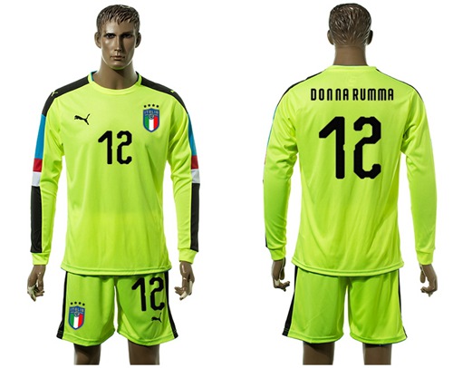 Italy #12 Donna Rumma Shiny Green Long Sleeves Goalkeeper Soccer Country Jersey Italy #12 Donna Rumma Shiny Green Long Sleeves Goalkeeper Soccer Country Jersey