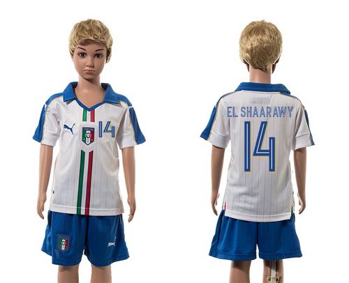 Italy #14 EL Shaarawy White Away Kid Soccer Country Jersey Italy #14 EL Shaarawy White Away Kid Soccer Country Jersey