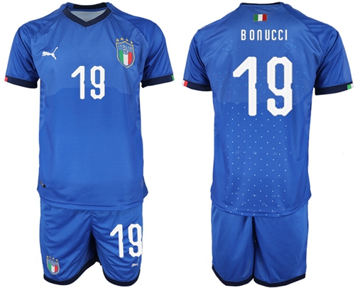 Italy #19 Bonucci Home Soccer Country Jersey
